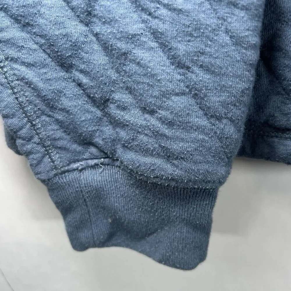J.Crew Quilted 1/4 Zip Pullover Sweater Mens Size Medium Blue Zipper Pockets